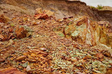 Ancient copper deposit. Stones with a high copper content.