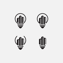 Set of Creative Bulb City Logo Symbol Template Design Vector, Emblem, Design Concept, Creative Symbol, Icon