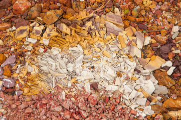 Ancient copper deposit. Stones with a high copper content.