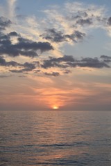 Pink and blue sunset over sea