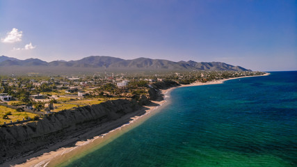 An aerial view of La Ventana near La Paz in Baja California Sur in Mexico
