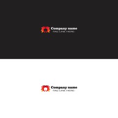 simple lion logo on white and black background.