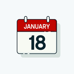 Vector flat daily calendar icon. Day , month ,  18 January