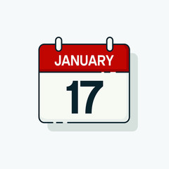Vector flat daily calendar icon. Day , month ,  17 January