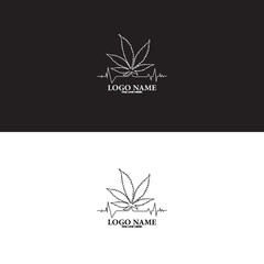 marijuana or cannabis logo with black and white background