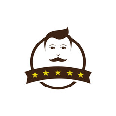 five star barber shop logo design Vector vintage Badge Hairdresser Logo
