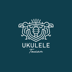 Fototapeta premium Ukulele Toucan Logo – Minimalist Line Art Music and Bird Design