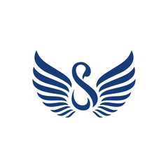 new stylish spreading wings swan logo design vector logotype sign illustration