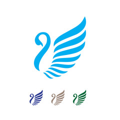 new stylish spreading wings swan logo design vector logotype sign illustration