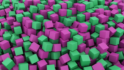3D cube render green purple random