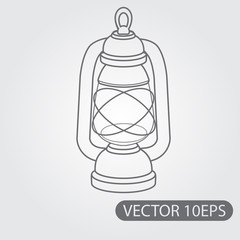 Kerosene lamp icon black and white outline drawing
