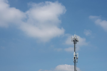 Electricity poles  With a backdrop of blue sky and clound on sunshine day