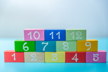 colorful children's cubes with numbers