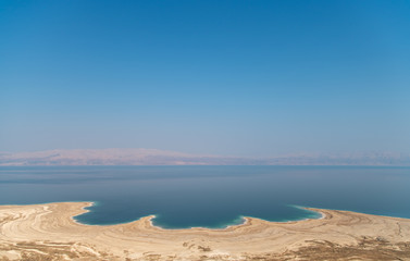 Fototapeta na wymiar Aerial View of the Dead Sea Shore Line From High Point
