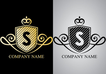 Crest logo isolated on background. Letter s logo, Initials logo, suitable for any company, ready to print, easy to edit, organized layer.