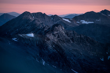 mountain tops at sunrise