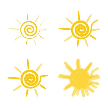 Set Abstract round hypno sun vector isolated summer icon design