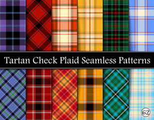 Set Tartan Plaid Scottish Seamless Pattern