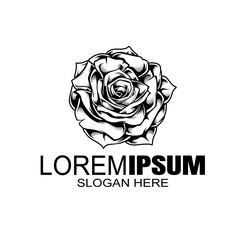 rose vector logo design template, minimal petal beauty icon, salon floral abstract sign, vector illustration