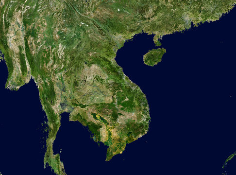 High resolution Satellite image of Vietnam (Isolated imagery of Vietnam. Elements of this image furnished by NASA)