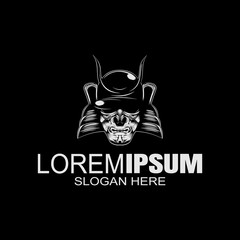 vintage logo samurai,hand drawing vector ,easy to edit