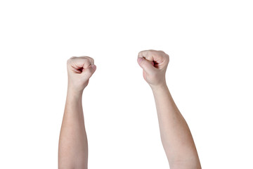 fists handful strong  isolated on white background,clipping path