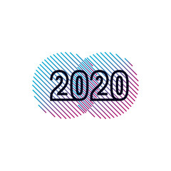 Happy New Year 2020 logo text design. Brochure design template, card, banner. Vector illustration
