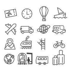 Simple set of travel icon isolated modern outline on white background