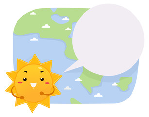 Mascot Sun Reporter Speech Bubble Illustration