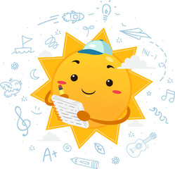 Mascot Sun Summer Journal Illustration