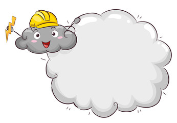 Mascot Thunder Cloud Lightning Safety Illustration