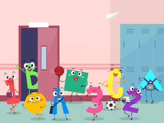 Mascot Education School Corridor Students