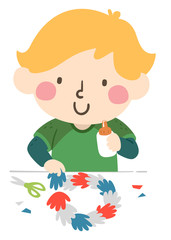 Kid Boy Hand Wreath Illustration