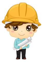 Kid Boy Job Engineer Illustration