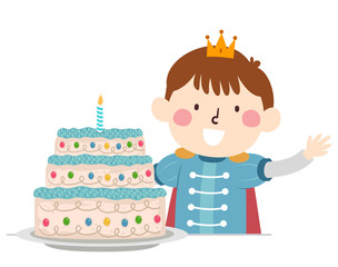 Kid Boy Prince Cake Illustration