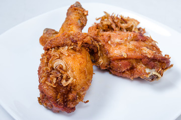 Fried Chicken Drumstick on white dish