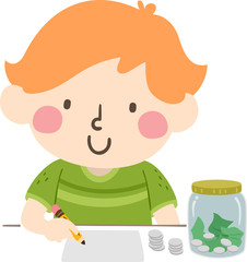 Kid Boy Budget Illustration