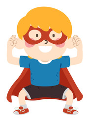 Kid Boy Super Hero Assertive Illustration