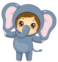 Kid Girl Safari Elephant Costume Illustration