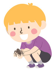 Kid Boy Hold Tarantula Illustration