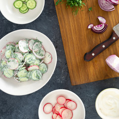 Healthy food Raw ingredients cooking summer salad