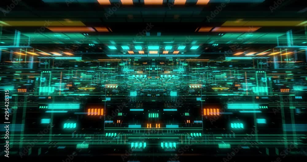 Poster big data visualization with digital grid motion. analysis of information, cloud computing, internet 