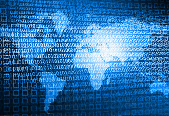 Binary codes on futuristic technology background. Digital illustration