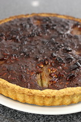 Chocolate, Pear and Pecan Tart