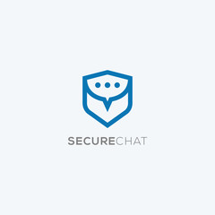 Simple abstract modern secure chat logo icon design symbol vector