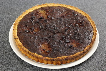 Chocolate, Pear and Pecan Tart