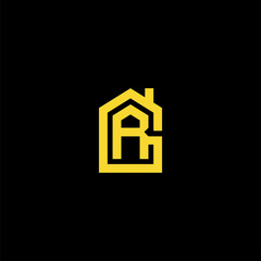 Creative minimalist letter initial GR with house icon logo design Abstract  symbol concept vector