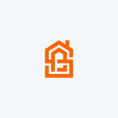 Abstract creative letter initial  SP house icon logo design minimalist  symbol concept vector