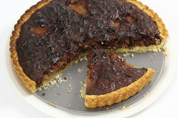 Chocolate, Pear and Pecan Tart