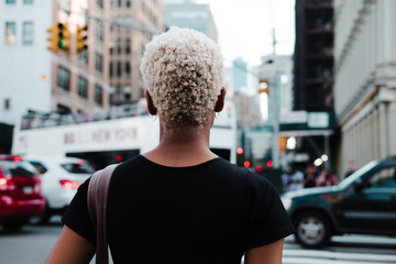 Black girl with awesome gold hair in New York